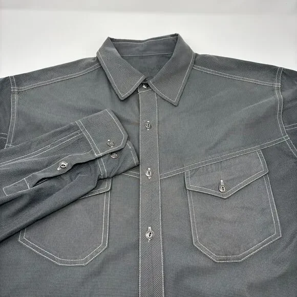 Kuhl Mens Large Gray Check Long Sleeve Button Up Shirt - Picture 1 of 5